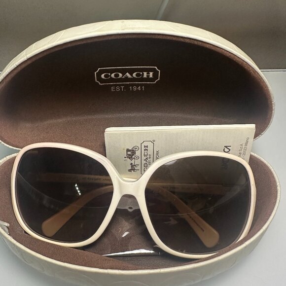 COACH White Sienna Sunglasses White Color! with Hardcase & Cloth - Picture 1 of 8